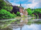 Hotel, Pensjonat, Chateau de Spycker, Jezioro, Brugia, Belgia