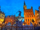 Neptun, Oświetlone Kamienice, Gdańsk, Polska