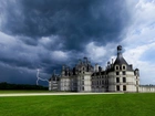 Francja, Zamek, Chateau de Chambord, Chmury, Piorun