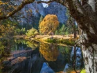 Góry, Rzeka, Jesień, Park Narodowy Yosemite, USA