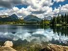 Tatry Wysokie, Słowacja, Jezioro, Lasy, Odbicie