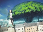 Dziewczyna, Miasto, Drzewo, Anime