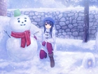 Dziewczyna, Bałwan, Śnieg, Anime