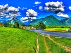 Słowenia, Góry, Chmury, Droga