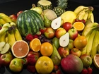 Owoce, Arbuz, Banany, Pomarańcze, Jabłka, Grejpfruty