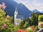 Kościół, St Vinzenz, Góry, Kwiaty, Heiligenblut, Austria