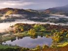 Park, Narodowy, Lake District, Góry, Lasy, Jezioro, Mgła, Anglia