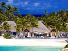 Dom, Palmy, Plaża, Ocean, Bora Bora