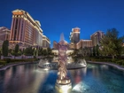 Las Vegas, Zabudowania, Domy, Hotele, Fontanna, Posąg