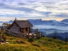 Mały, Domek, Góry, Lasy, Mgła, Dolina, Świt, Austria