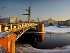 Rosja, Petersburg, Most, Rzeka, Zima