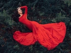 Kobieta, Czerwona, Sukienka
