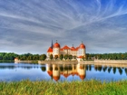 Zamek, Moritzburg, Saksonia, Niemcy, Odbicie
