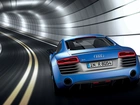Niebieskie, Audi, R8, V10, Tunel