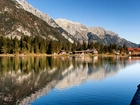 Góry, Jezioro, Las, Austria, Domy