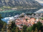 Czarnogóra, Kotor, Góry, Miasto, Statki