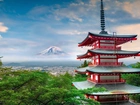 Pagoda, Góra, Fuji, Japonia