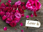 Walentynki, Róże, Serce, Prezent