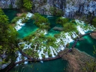 Wodospady, Skały, Mola spacerowe, Plitvice