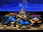 Disneyland, Zamek, Nocą, Fajerwerki, Szanghaj