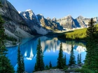 Park, Narodowy, Banff, Góry, Lasy, Jezioro, Świerki, Odbicie