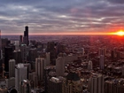 Chicago, Panorama, Miasta, Świt