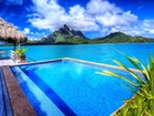 Bungalow, Basen, Góry, Morze, Bora Bora