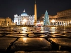 Włochy, Rzym, Watykan, Bazylika św. Piotra, Miasto Nocą