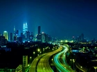 Drapacze Chmur, Petronas Towers, Nocna, Panorama, Kuala Lumpur