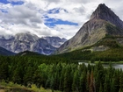 Glacier National Park, Montana, Góry, Rzeka, Las