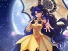Manga Anime, Dziewczyna, Parasolka, Księżyc