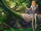 Manga Anime, Dziewczyna, Drzewo, Las