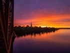 Rzeka, Zachód słońca, Niebo, Nowy Brunszwik, Kanada