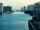 Rzeka, Wieżowce, Drzewa, Miami, Floryda