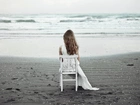 Dziewczyna, Krzesło, Morze