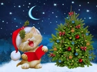 Świąteczny, Kotek, Choinka, Boże Narodzenie