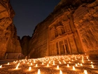 Petra, Świątynia, Noc, Światło, Jordania