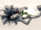 Róża, Kobieta, Rozwiane, Włosy