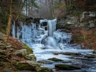 Zamarznięty, Wodospad, Ricketts Gen State Park, USA