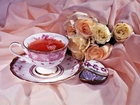 Bukiet, Róż, Herbata, Porcelana