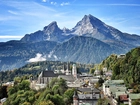 Berchtesgaden, Panorama, Miasteczka, Góry, Lasy, Mgła