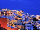 Domy, Nocna, Panorama Miasta, Santorini, Grecja