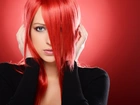 Kobieta, Farbowane włosy, Płomienna czerwień