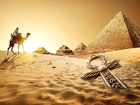 Egipt, Pustynia, Piramidy, Wielbłąd