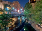 San Antonio, USA, Miasto, Noc, Most, Rzeka