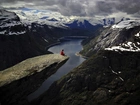 Jezioro, Góry, Język Trolla, Trolltunga, Norwegia