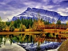 Park, Narodowy, Banff, Góry, Lasy, Rzeka, Most, Jesień, Kanada