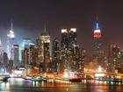 Stany Zjednoczone, Nowy Jork, Miasto, Noc, Wieżowce, World Trade Center