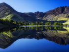 Jezioro Buttermere, Góry, Drzewa, Odbicie, Anglia