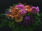 Bukiet, Kwiaty, Gerbera, Róże, Lilie
